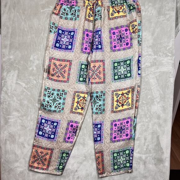 Pierre-Louis Mascia Womens Silk Graphic Camp Suit Set Beige Size S - Picture 5 of 6